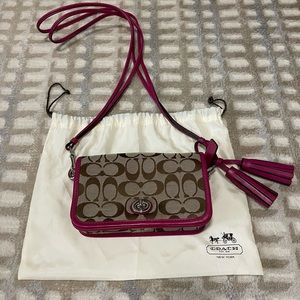 Coach cross body pink and canvas pink